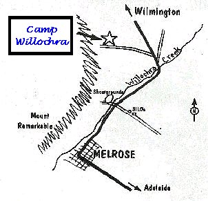 Map of location of Camp Willochra.